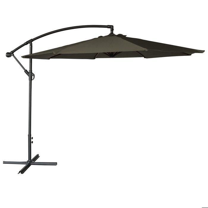 Parasol déporté OAHU rond 3m de diamètre gris(Beige/Avec housse)