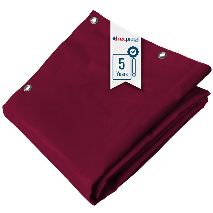 TECPLAST Bâche pour Carport 3x6 m LP506CP Rouge Bordeaux - Garantie 5 ans - Toile PVC étanche pour abri de voiture(Rouge bordeaux/2 x 3 m)
