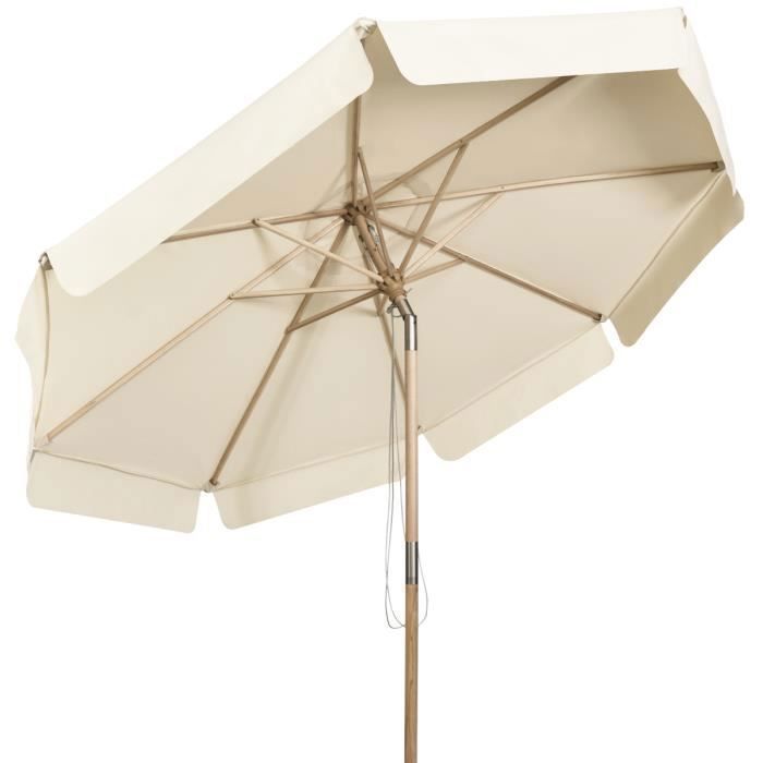 COSTWAY Parasol pour Terrasse Inclinable Dia.3M avec Manivelle Anti-UV,Protection Solaire Toile Polyester Imperméable Beige(Beige)