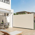 Paravent extérieur rétractable 350 x 180 cm (L x h), Toile en polyester 280 g/m², Beige, GSA185E SONGMICS(Beige/180 x 350 cm/Acier)