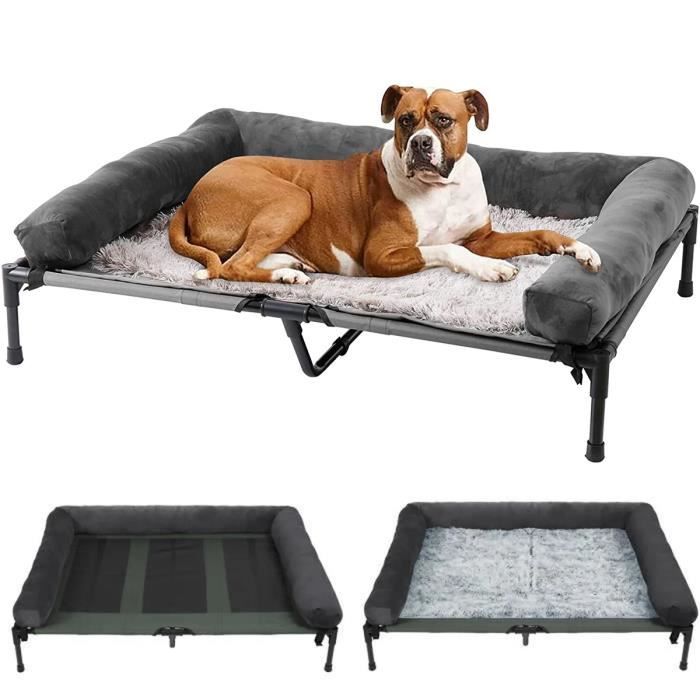BingoPaw Lit de Camp pour Chien XXL Lit Surélevé Chien Grande Taille Transat Chien Extérieur 130 x 90 x 18cm(XXL)