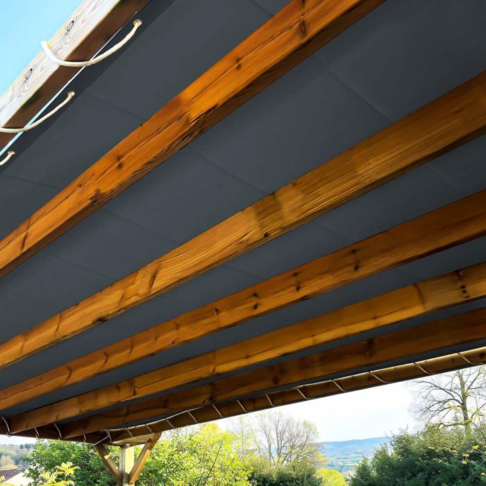 TECPLAST Toile Pergola Gris anthracite 3x4 m LP506PR - Garantie 5 ans - Bâche Pergola ou Tonnelle étanche en PVC pour terrasse(Beige foncé/2 x 3 m)