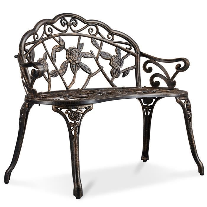 Banc de Jardin Extérieur en Aluminium - Bronze Vintage avec Dossier - Yaheetech(Bronze)