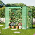 Serre de Jardin, Serre Tomate, Cadre métallique Solide et Film PE Plus Long, Toit en Pente, avec Barres de Renfort, 2 Fenêtres, Vert(Blanc/123 x 95 x 185 cm)