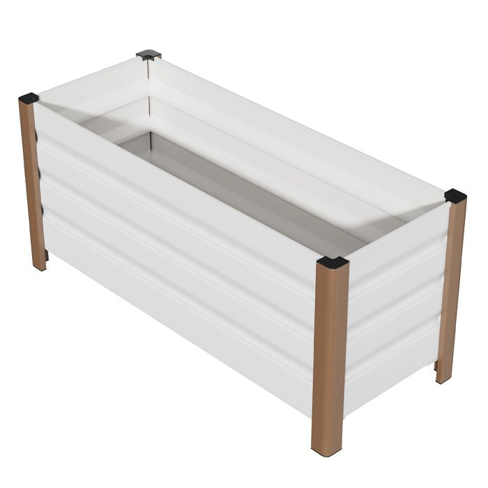 Bac de Jardin Surélevé en Aluminium 100*40*45cm, Antirouille, Drainage Intégré, Coins Arrondis,r Balcon, Terrasse, Blanc, 1PC(Blanc/100 x 40 x 45 cm)