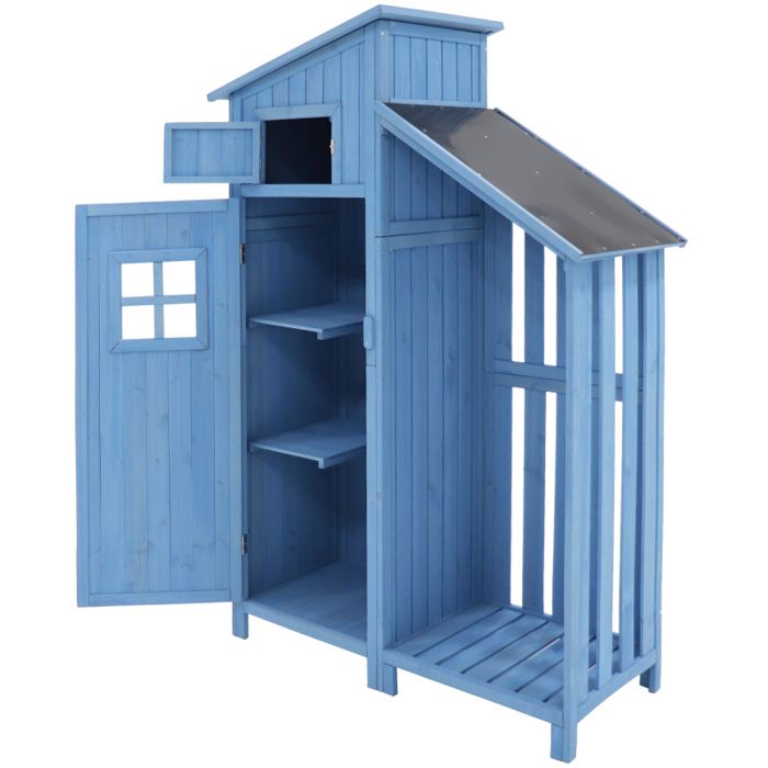 Abri de jardin - remise pour outils -124x46x174cm - Toit Imperméable et durable - Bois de qualité - bleu(Bleu)
