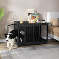 100 cm Meuble Cage Chien, Cage Chien Interieur avec Porte coulissante, 2 Portes, Niche Moderne pour Chiens, 60 x 100 x 68 cm, Noir(Noir)
